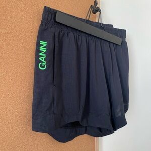 Ganni Active Mesh Shorts Size Small Black Green
